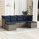vidaXL Salon de jardin 6 Pièces avec coussins gris résine tressée