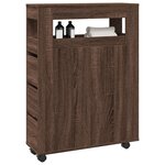 vidaXL Meuble étroit de salle de bain à roulettes chêne marron