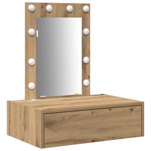 vidaXL Table de maquillage murale avec lumières LED - Chêne artisanal