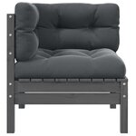 vidaXL Canapé d'angle de jardin avec coussins anthracite Bois de pin