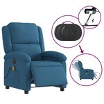 vidaXL Fauteuil inclinable de massage électrique bleu velours