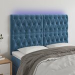 vidaXL Tête de lit à LED Bleu foncé 144x7x118/128 cm Velours