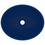 vidaXL Lavabo ovale de luxe Bleu foncé mat 40x33 cm Céramique