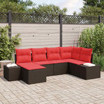 vidaXL Ensemble de canapé de jardin 6 Pièces Marron polyrotin