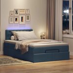 vidaXL Lit ottoman avec matelas et LED bleu 120x190 cm tissu