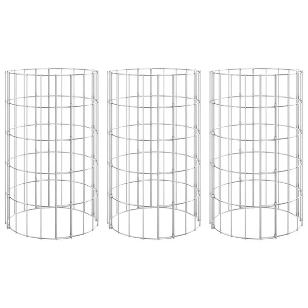 vidaXL Lit surélevé à gabion circulaire 3 Pièces Acier galvanisé Ø30x50cm