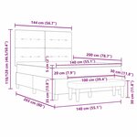 Lit à ressort avec matelas et banc vidaXL Gris clair 140x200 cm Tissu