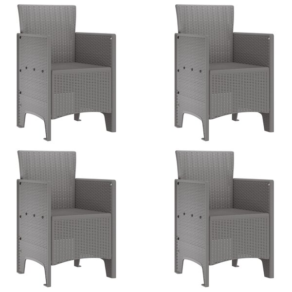 vidaXL Chaises de jardin 4 Pièces Gris clair 53 x 49 x 85 cm Plastique