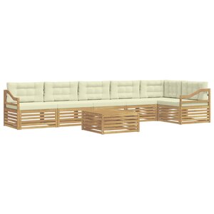 vidaXL Ensemble de canapés d'extérieur 7 Pièces Blanc et crème Polyester