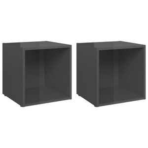 vidaXL Meubles TV 2 Pièces gris brillant 37x35x37 cm bois d’ingénierie