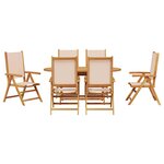 vidaXL Ensemble de salle à manger pour jardin Pliant 7 Pièces Beige