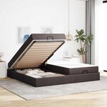 vidaXL Cadre de lit avec stockage Marron foncé 200 x 200 cm tissu
