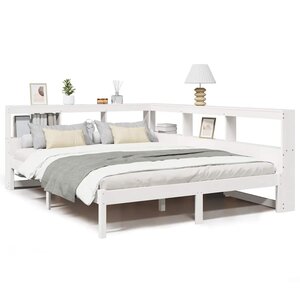 vidaXL Lit bibliothèque sans matelas blanc 140x200 cm bois pin massif