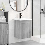 vidaXL Meuble de salle de bain avec robinet Sonoma gris