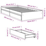 vidaXL Cadre de lit avec tiroirs sans matelas chêne marron 90x200 cm