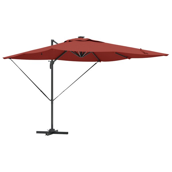 vidaXL Parasol déporté Roma avec LEDs en terre cuite - 286 x 285 x 270 cm  en alu.