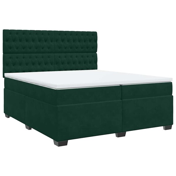 vidaXL Sommier à lattes de lit et matelas Vert foncé 200x200cm Velours