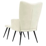 vidaXL Chaise de relaxation avec tabouret Blanc crème Velours