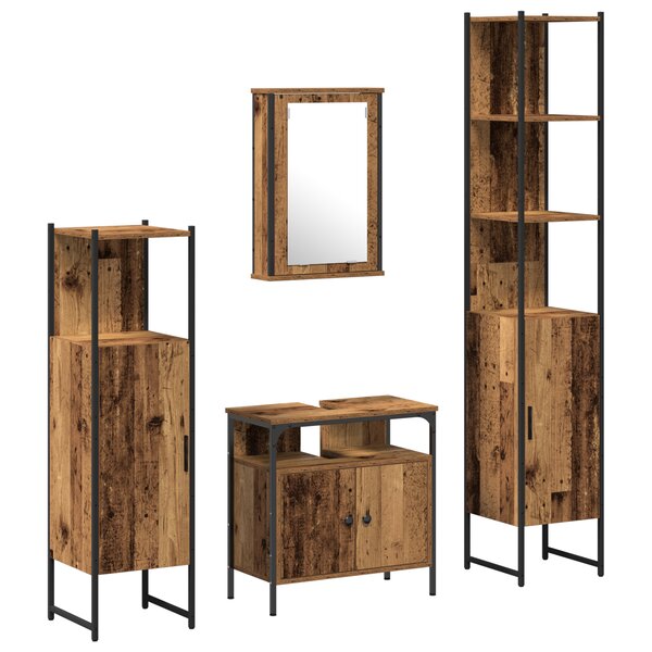 vidaXL Ensemble de meubles de salle de bain 4 pièces - Bois ancien