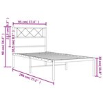 vidaXL Cadre de lit métal sans matelas avec tête de lit blanc 90x190cm