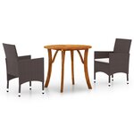 vidaXL Ensemble de salle à manger de jardin 3 Pièces Marron