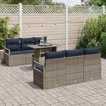vidaXL Ensemble de canapé de jardin avec stockage 7 Pièces Gris polyrotin
