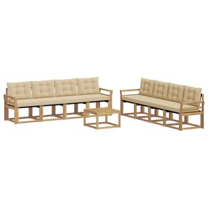 vidaXL Ensemble de canapés d'extérieur 9 Pièces Blanc et Beige