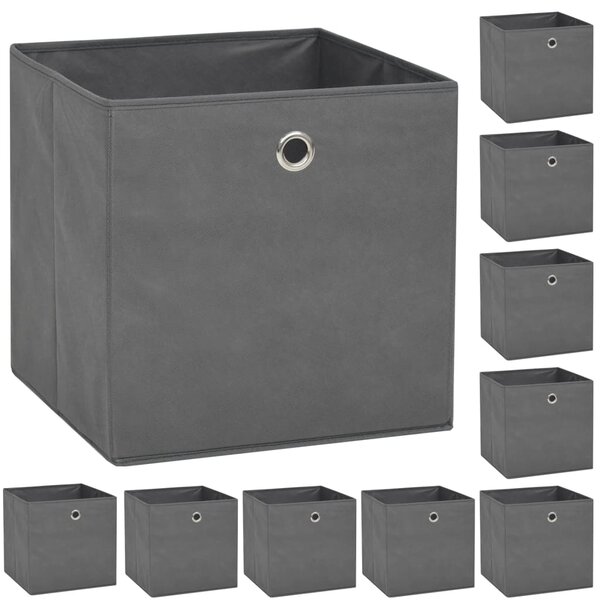 vidaXL Boîte de rangement 10 Pièces Tissu non-tissé 32x32x32 cm Gris