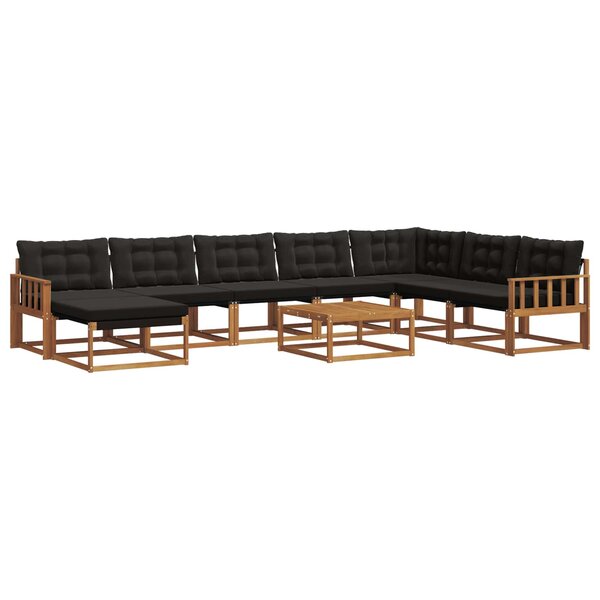 vidaXL Ensemble de canapés d'extérieur 9 Pièces Naturel et Noir