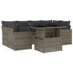 vidaXL Salon de jardin avec coussins 7 Pièces gris résine tressée
