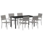 vidaXL Ensemble de salle à manger pour jardin 7 Pièces Gris Poly rotin