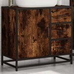 vidaXL Armoire de lavabo de salle de bain chêne fumé 65x33x60 cm