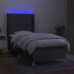 vidaXL Sommier à lattes de lit matelas LED Gris foncé 100x200 cm Tissu