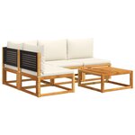 vidaXL Ensemble de canapés de jardin 5 pièces avec coussins en bois d'acacia et rotin