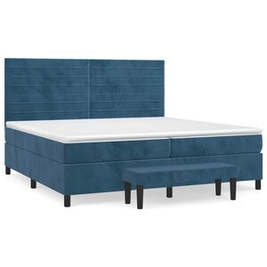 vidaXL Sommier à lattes de lit et matelas Bleu foncé 200x200cm Velours