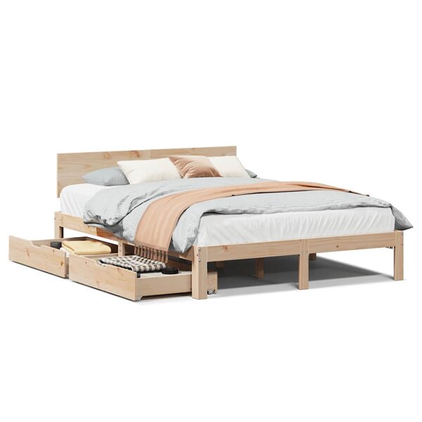 vidaXL Cadre de lit avec tiroirs sans matelas 160x200 cm