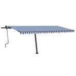 vidaXL Auvent manuel rétractable sur pied 500x350 cm Bleu/Blanc