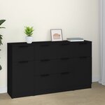 vidaXL Ensemble de buffets 3 Pièces Noir Bois d'ingénierie