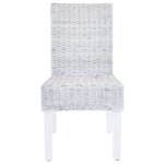 vidaXL Chaise à manger lot de 4 blanc rotin Kubu et bois de manguier