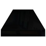 vidaXL Étagère murale flottante 2 Pièces Noir brillant 80x23 5x3 8 cm MDF