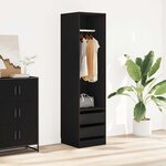 vidaXL Garde-robe avec tiroirs Noir 50x50x200 cm Bois d'ingénierie