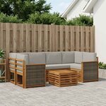 vidaXL Ensemble de canapés d'extérieur 7 Pièces Naturel et gris clair