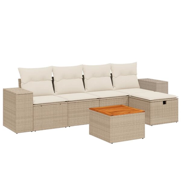 vidaXL Salon de jardin avec coussins 6 Pièces beige résine tressée