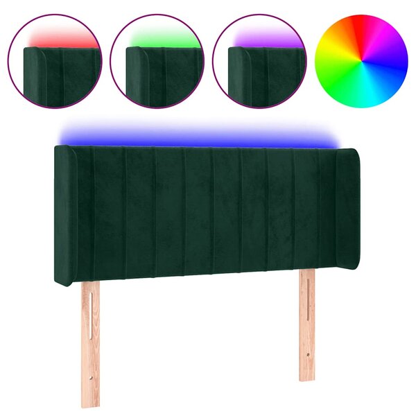 vidaXL Tête de lit à LED Vert foncé 83x16x78/88 cm Velours