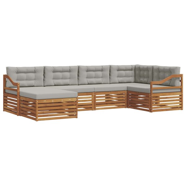 vidaXL Ensemble de canapés d'extérieur 6 Pièces Gris Naturel et Clair