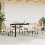 vidaXL Ensemble à manger jardin coussins 5Pièces marron poly rotin verre