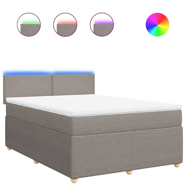 vidaXL Sommier à lattes de lit avec matelas Taupe 140x190 cm Tissu