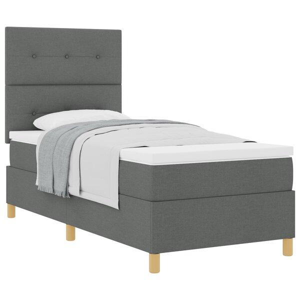 vidaXL Lit avec sommier gris foncé 100x200 cm tissu