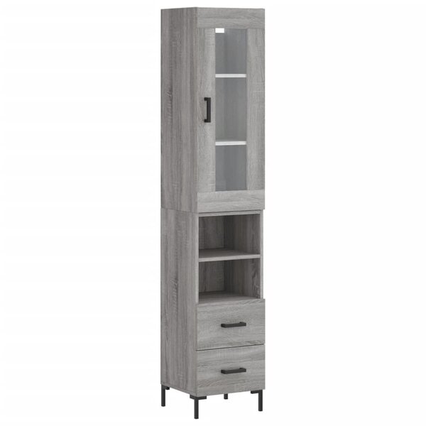 vidaXL Buffet haut Sonoma gris 34 5x34x180 cm Bois d'ingénierie