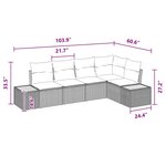 vidaXL Ensemble de canapé de jardin 5 Pièces Noir 264 x 154 x 85 cm